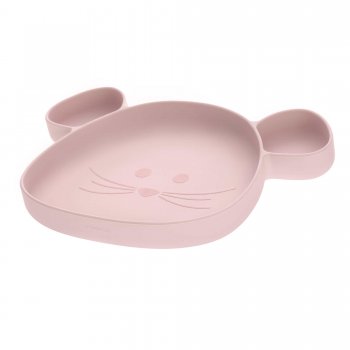 Lässig Silikonteller mit Saugfuß Motiv Maus Farbe Rosa- Section Plate, Little Chums Mouse Pink Artikel 1310035755- Kopie